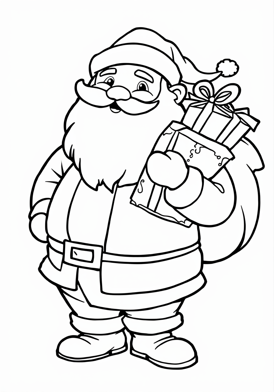 Santa Claus Delivering Gifts on Christmas Eve - Free Christmas Coloring ...