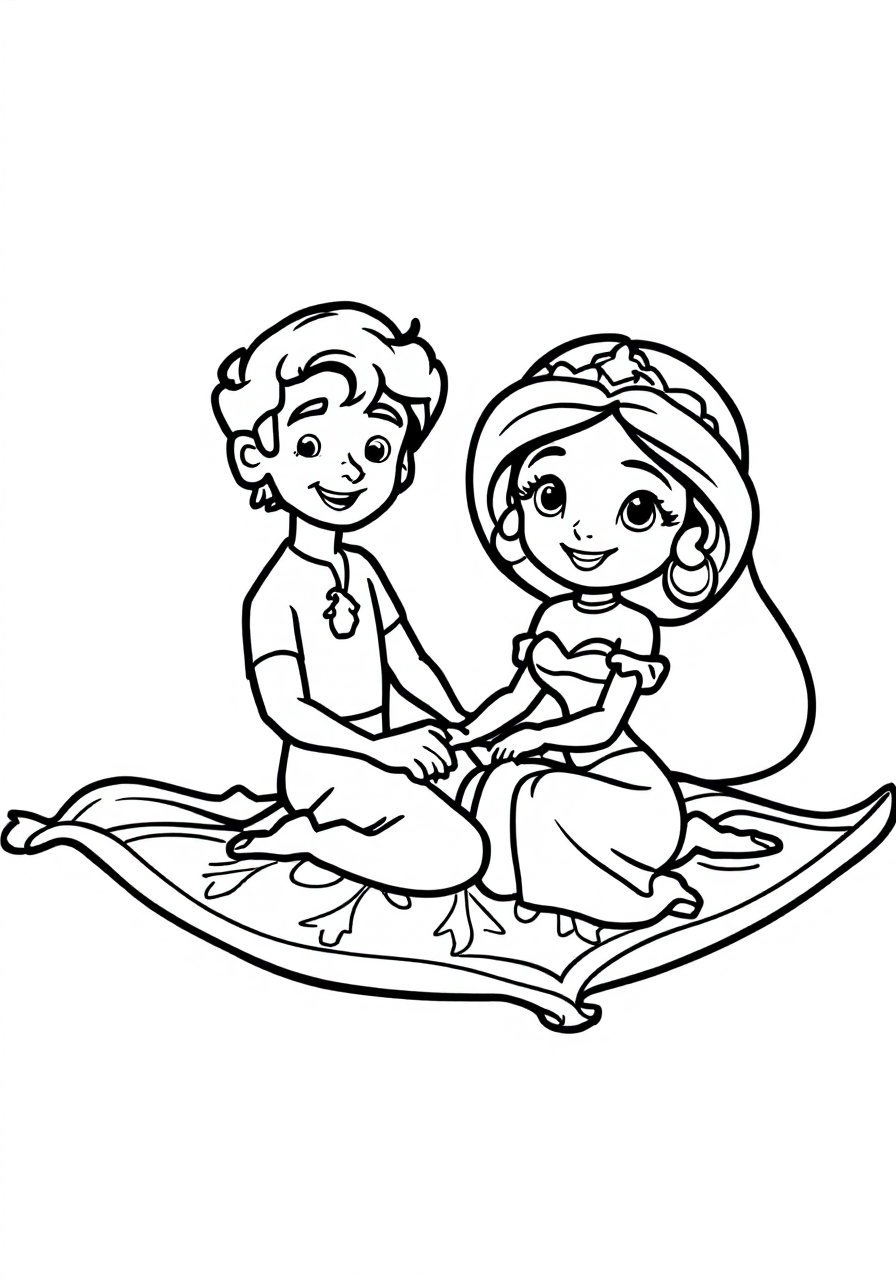 Aladdin And Jasmine Riding A Magic Carpet Free Disney Coloring Page aladdin-and-jasmine-riding-a-magic-carpet-free-disney-coloring-page